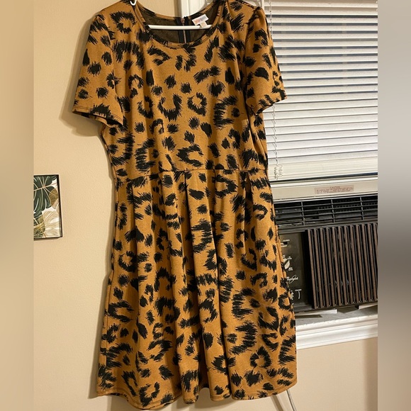 LuLaRoe Tan and Black Animal Print Midi Dress - Picture 1 of 4